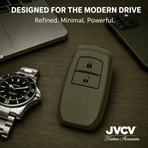Image of JVCV Soft TPU Cover Compatible with Toyota Fortuner Hilux Innova Crysta Fortuner Legender Innova HyCross Land Cruiser 2 Button Smart Key | Scratch-Resistant Case (2B Matte Green)