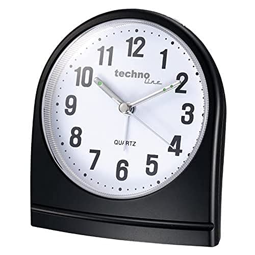 Technoline Quarzwecker Modell S, Weckalarm mit Schlummerfunktion, schwarz, nachtleuchtende Zeiger, analog 95 x 56 x 110 mm