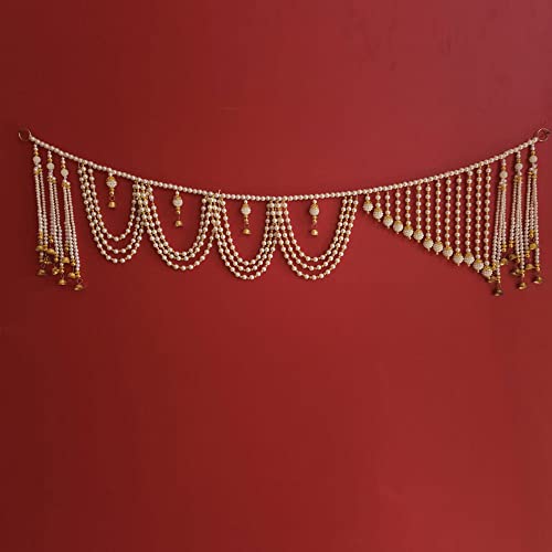 Image of Handmade Door Hanging Round Moti Latkan Style Bandarwal Toran (TMR-10) -Diwali New Year Inauguration Wedding Festival Home Decor Pooja (40 Inch X 8 Inch)