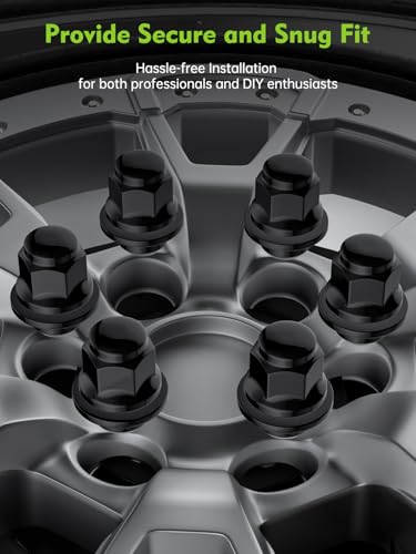 Image of AUTOPTIM M12x1.5 OEM Lug Nuts - Replacement for Toyota Tacoma RAV4 Corolla Camry Sienna Lexus, 13 /16 inch (21mm) Hex Black Mag Flat Seat Closed End Factory Wheel Lug Nuts with Washer (24PCS)