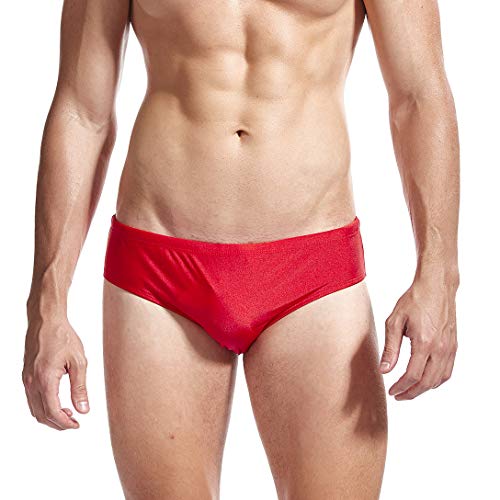 AIMPACT Mens Swimwear Sexy Bikini Swim Bikinis Surf Shorts Bath Suits Solid Siwmming Briefs for Men(RedL)
