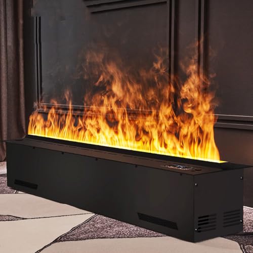 Chimenea eléctrica con llama de vapor de agua 3D, vapor atomizado realista, panel táctil y control remoto para sala de estar y hotel