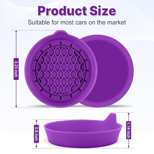 Image of SINGARO Car Cup Holder Coaster, Silicone Cup Holder Insert, Universal Non-Slip Cup Holders, Car Accessories Interior for Women and Man 4 Pack Purple