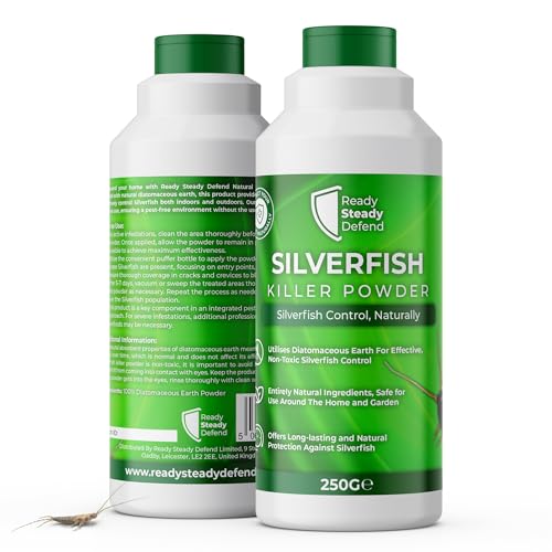 Silverfish Killer Powder 250G - Diatomaceous Earth for Effective Pest Control Products, Eliminate Silverfish with Natural, Non-Toxic Bug Killer, Ideal for Home Use and Silverfish Traps, Easy to Apply