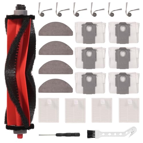 23 Stück Zubehörset Ersatz für Roborock Q7 L5+/Q7 M5+ Ersatzteile für Roborock Q7 L5+/Q7 M5+ 1 Rollenbürste 4 Filter 6 Seitenbürsten 4 Wischtücher 6 Staubbeutel 1 Reinigungsbürste 1 Schraubendreher