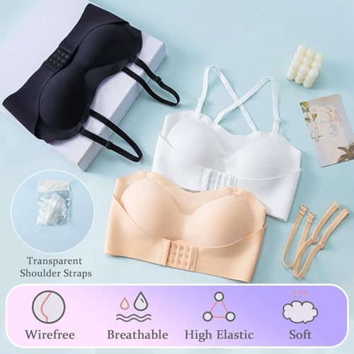 Teen Girls Strapless Bandeau Bra 2 Pack Seamless Underwear Dance Ballet Bralettes for 10-18 Years2