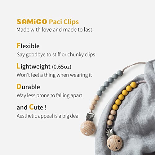 Image of SAMiGO Pacifier Clips Holders Silicone Paci Binky Clips for Baby Boys - 2 Pack