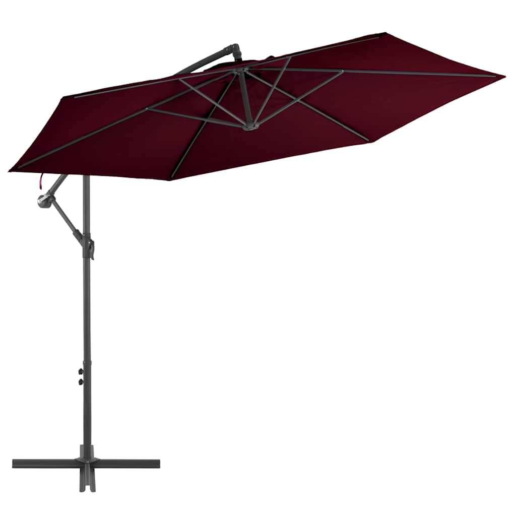 Parasol déporté en aluminium rouge bordeaux durable et stable