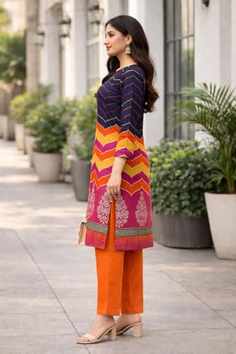 Image of Women's Cotton Blend Unstitched Kurti Set for Women | A-Line Style Dress Material | 2-Piece Traditional Ethnic Wear Suit Fabric
