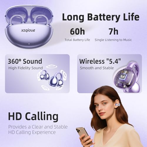Image of Jewelry-Inspired Clip On Earbuds,Comfortable Fit Open Ear Clip-On Headphones,Wireless Bluetooth Ear Cuff Headphones for Women,Removable Clip EarBuds Accessories
