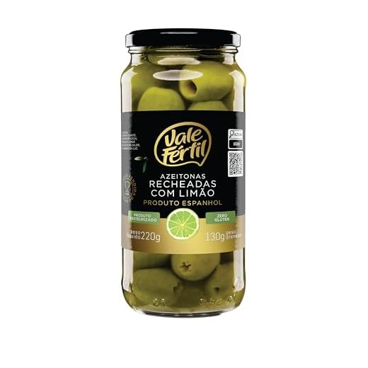 Azeitona Verde em Conserva Recheio Limão Vale Fértil Vidro 130g