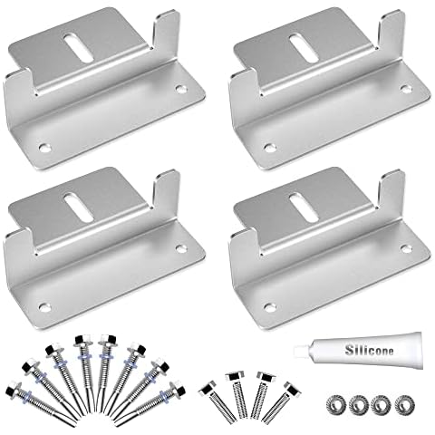Solar Panel Mounting Bracket Aluminum Solar Panel Z Brackets Roof Solar Panel Bracket for RV, Boat, Wall, Caravans, Yacht and Other Off Gird Installation, Set of 4 Units Cover