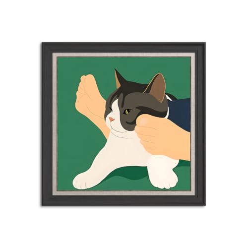?抽象 油絵 水彩 木枠付きの完成品 ワインと猫 黒猫 おしゃれ 絵画 インテリア 北欧 イラスト マット紙 艶消し アートパネル 額 フレーム デザイン 壁掛け 風景 グッズ 引越し ギフト 新築祝い (70x70cm(28x28in),H)