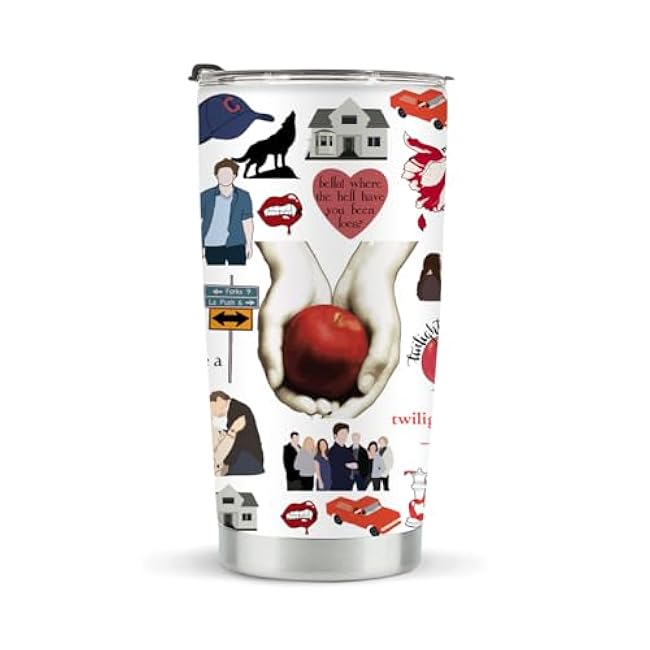 Twilight Merch, Vampire Merch, Edward Vampire Gift, TV Show Inspired Gifts for Girls, Vampire Lover, Edward Bella Fans, Movie Lovers, Insulated Stainless Steel Coffee Tumbler, BPA Free 20 oz