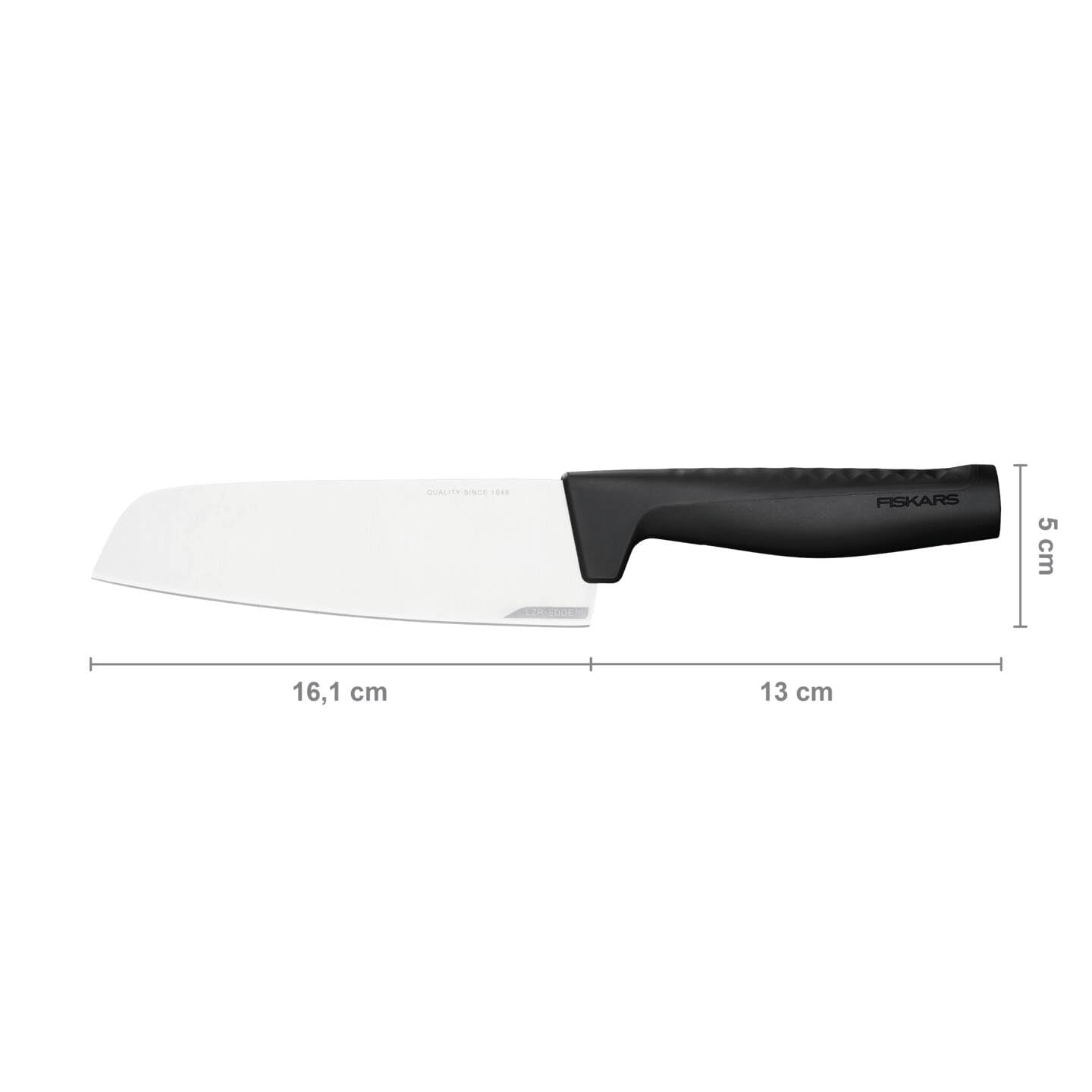 Fiskars Couteau Santoku, Hard Edge, Design Élégant, Longueur totale : 29,1 cm, Acier Inoxydable/Plastique, 1051761