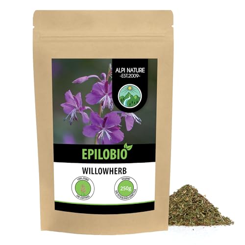 Epilobe, Té de hierbas de sauce con flores pequeñas (250g), cortado, suavemente secado, 100% puro y natural para la preparación de té