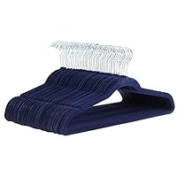 Amazon Basics Confezione da 50 grucce sottili con superficie antiscivolo in velluto, Blu navy/Argento