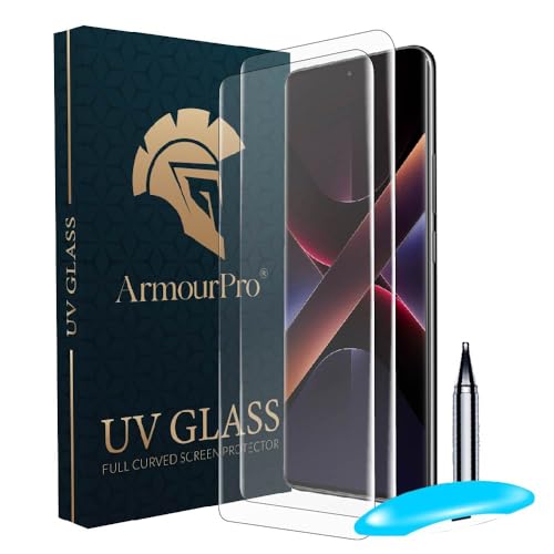 Image of ArmourPro Military Grade UV Tempered Glass Compatible For Poco X7 (6.67 Inch) With Easy UV Installation Kit | Edge To Edge Coverage | Crystal Clear, Pack of 2