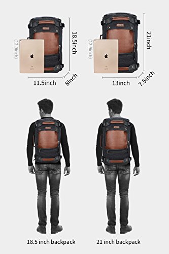 WITZMAN Men Travel Backpack Canvas Rucksack Vintage Duffel Bag A2021 (21 INCH Black)