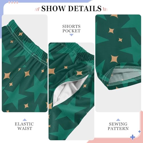 ZZKKO Christmas Green Stars Boys Pants for Kids Jogger Pants with Pockets S-XL4