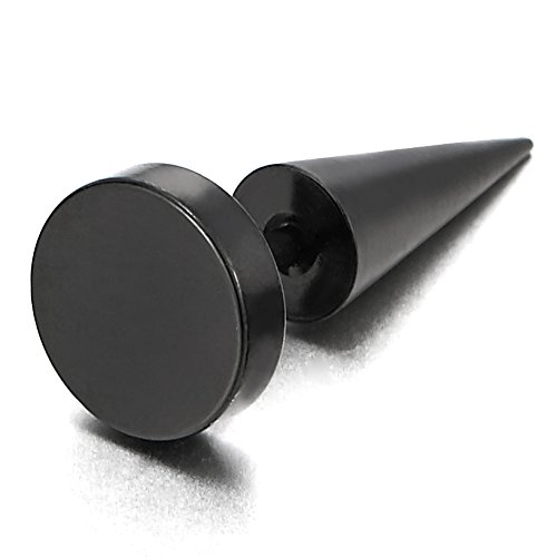 Pair Circle Stud Earrings in Stainless Steel for Men and Women, Spiked Screw Back2