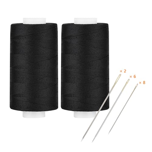 Simthread Sewing Thread Quilting Yarn Affordable All-Purpose Thread 2 Black - 400 Yards/Spool, Polyester 100%