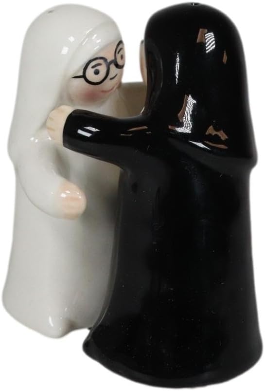 Ebros Gift Juego de figuras de cerámica con diseño de monjas vestidas en blanco y negro de 3.5 pulgadas de alto, religioso, inspirador, inspirador,