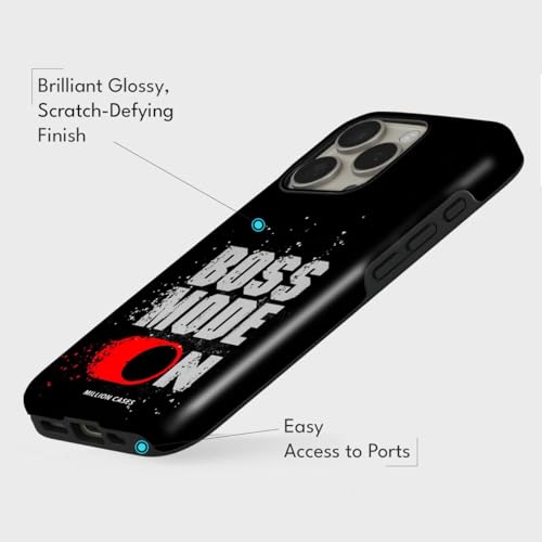 Image of MILLION CASES Back Cover Case for iPhone 15 Pro Scratch Resistant Anti-Slip Polycarbonate Shockproof Protective Durable Boss Mode On Crystal Case for Men & Boys
