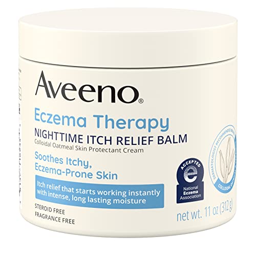 Aveeno Eczema Therapy Nighttime Itch Relief Balm, Colloidal Oatmeal & Ceramide Soothes Itchy, Eczema-Prone Skin, Moisturizing Balm For Sensitive Skin, Steroid- & Fragrance-Free, 11 Oz #TOP6