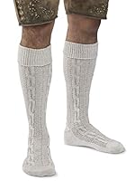 Herren Trachtensocken Klassik im Zopfmuster Design - Stricksocken Kniebund Strümpfe - Männer Trachten Strick-Socken (Natur, 43-46)