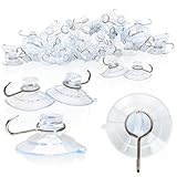 com-four® 40x Saugnapfhalter, Mehrzweck-Haken mit Metallhaken und Schlitz für...