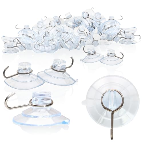 com-four® 40x Ventosa - Ventosa Multiusos con Gancho de Metal y Ranura para Toallas, Cadenas de Luces y Decoración de Hadas - Fijación de Ventana