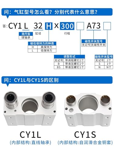 Vérin pneumatique CY1L20*700 haute performance mécanique
