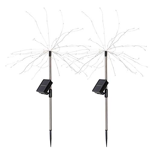 RASTKY Luci Solari per Fuochi d'artificio da Esterno, Confezione da 2, Set da 2 Pezzi, Set da Giardino, Decorativo, Prato, Halloween, Illuminazione Natalizia, Paesaggio Natalizio, con