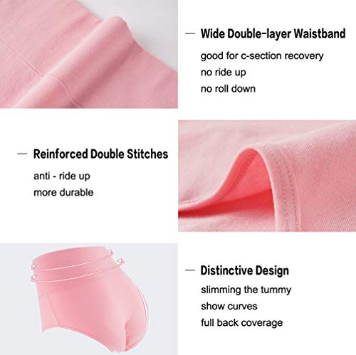 Image of INNERSY Womens Underwear Cotton Briefs Postpartum High Waisted Panties 5 Pack
