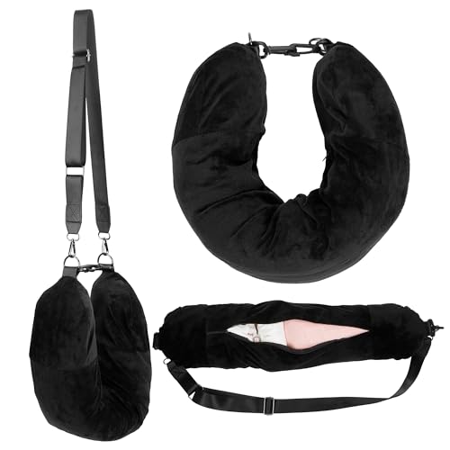 Almohada de viaje rellenable de algodón negra