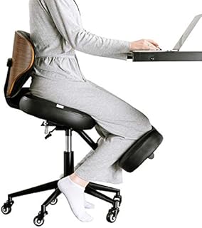 YOOMEMM Kneeling Chair,Ergonomic for Office with Wood Back Support,Walnut Finish,Height and Angle Adjustable