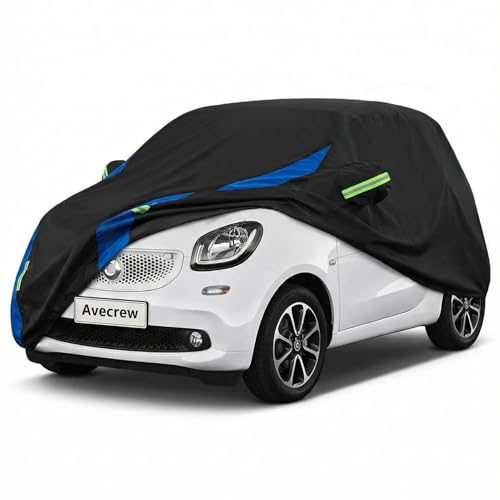 Image of Avecrew Car Cover Custom Fit for Benz Smart, Waterproof All Weather Full Exterior Cover Rain Snow Protection Cover with Side Door Zipper Design