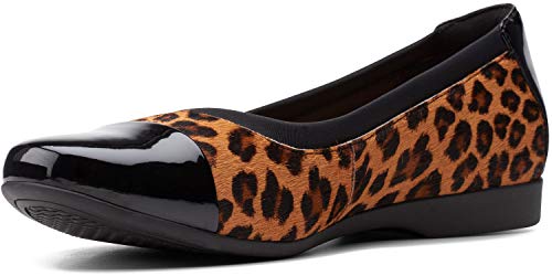 Clarks Women's Un Darcey Cap 2 Ballet Flat, Leopard Print Pony, 7.5