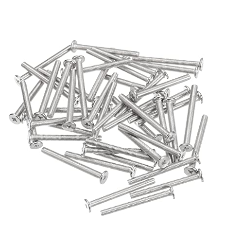 sourcing map M3-0.5 X 30 mm 50pcs Plat Rond Diriger Vis 304 Inoxydable Acier Phillips Conduire Machine Vis Matériel Attache pour Meubles Connexion