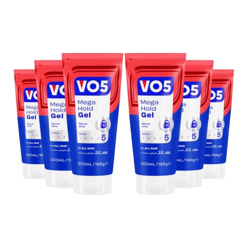 VO5 Mega Hold 24 hour extra strong control Styling Gel for perfectly groomed controlled natural hairstyle 200 ml Multi Buy (6)