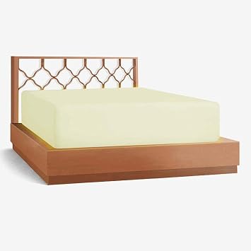LaxLinen Extra Deep Pocket Fitted Sheet- Single Fitted Sheet Only Fits 13" Inch Mattress Ivory Solid, Olympic Queen- 66" x 80" Egyptian Quality- 600 TC