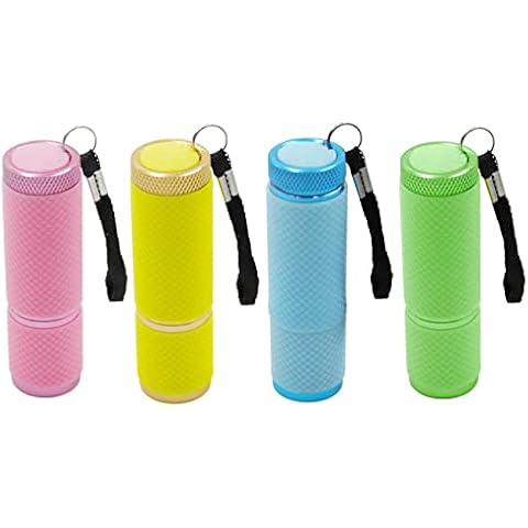 DAFURIET 9 LED Glow in Dark Flashlights, 4 Pack Rubber Coated Handheld Flashlights with Straps, Aluminum Portable Lights for Camping, Hiking, Emergency Cover