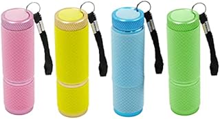 DAFURIET 9 LED Glow in Dark Flashlights, 4 Pack Rubber Coated Handheld Flashlights with Straps, Aluminum Portable Lights for Camping, Hiking, Emergency