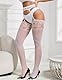 comeondear Strapsstrümpfe Ouvert für Damen Große Größen Sexy Strumpfhose mit Muster Spitze Strapsstrumpfhose Offener Schritt Strapsen Dessous Reizwäsche Mollige Frauen Netzstrümpfe(Weiß,L-XXL)