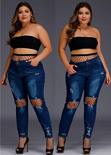 HZH Womens High Waist Tights Fishnet Stockings Plus Size Thigh High Pantyhose4