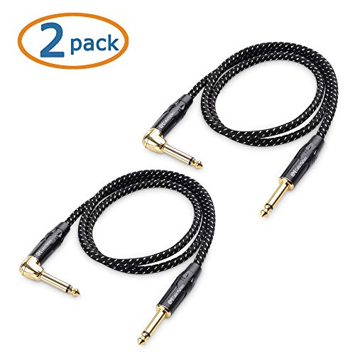 Cable Matters 2-Pack 1/4 Inch Ts Straight To Right Angle Guitar Cable 3 Ft, 1/4 Instrument Cable #TOP1