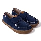 Gioseppo PANABO - Mocasines de Piel Estilo Náutico para Niño, Cierre Ajustable y Suela Flexible TPR, Puntera Redonda, Color Azul Marino, Talla 26