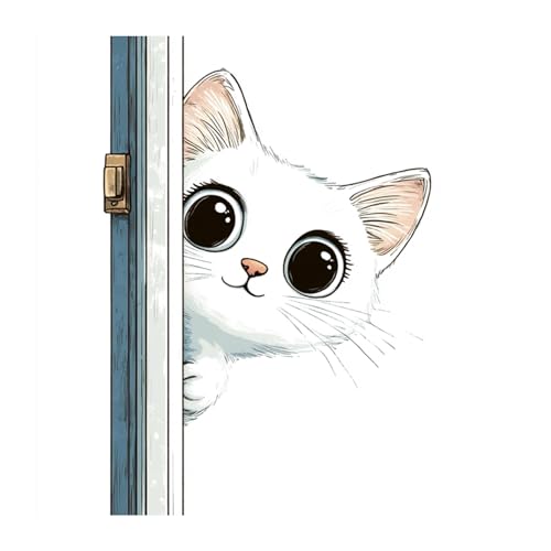 Xinpinzhou Broderie Point de Croix - 30x30 cm Canevas Kit Complet Adulte, 11CT Pré Imprimé Chat Mignon Modèle‌, Facile Loisirs Créatifs Set avec Fils...