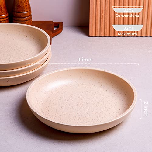 Gbhome 9.0“ Stoneware Pasta Bowls,30 Oz Speckled Large Pasta Bowls Set Of 4 For Kitchen- Microwave &Oven &Dishwasher Safe, Wide Bowls For Pasta,Salad,Fruit,Oatmeal,Soup,Dessert,Pizza-Matte Yellow #TOP1